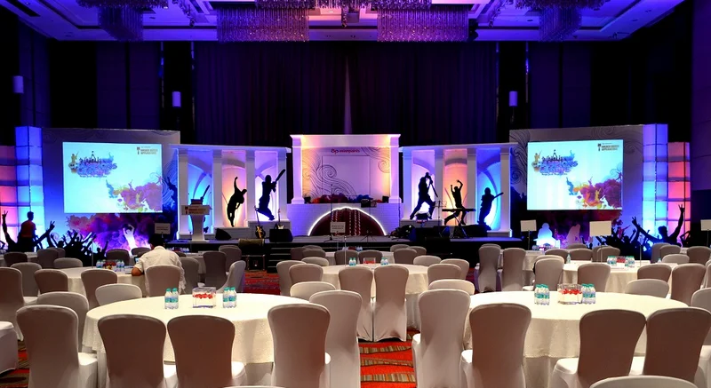 Professional corporate stage with LED screens for product launch Karachi