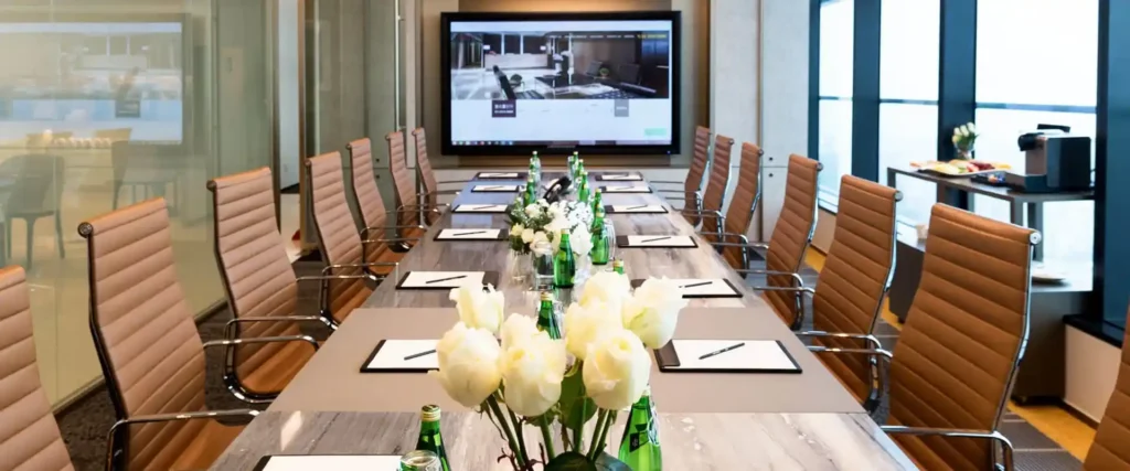 Modern conference space with cutting-edge technology and AV